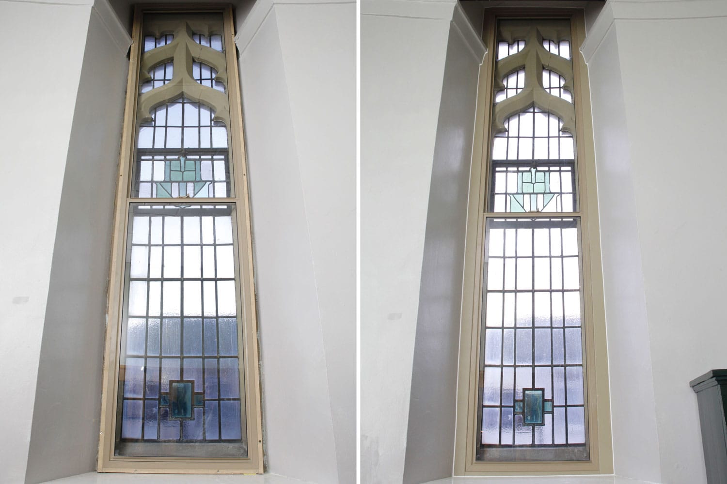 Fitting secondary glazing caused no disruption to the building and frames were colour matched to the stonework.